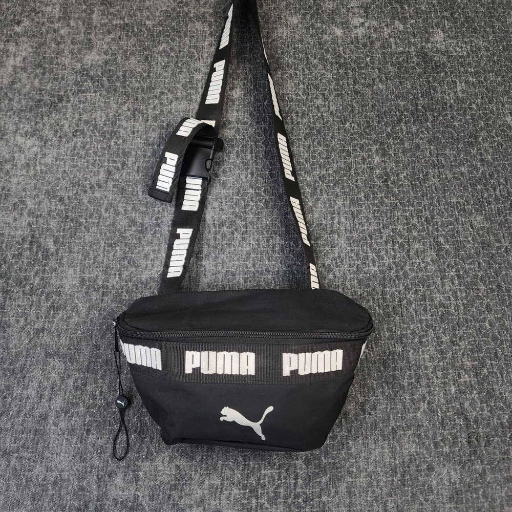 Puma Adjustable Waist Shoulder Bag Polyester Unisex‎ OS Black White Logo Fanny